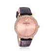 Swarovski Crystal Graceful Lady Women's Rose Goldtone Stainless Watch with Crystals and Purple Leather