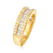 1.00 ct. t.w. Baguette and Round Diamond Ring in 18kt Gold Over Sterling