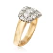 C. 1950 Vintage 1.70 ct. t.w. Diamond Cluster Ring with 14kt White Gold in 14kt Yellow Gold