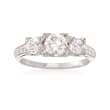 C. 1960 Vintage 1.40 ct. t.w. Diamond Three-Stone Engagement Ring in Platinum