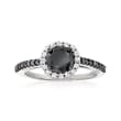 1.50 ct. t.w. Black and White Diamond Halo Ring in Sterling Silver