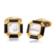 C. 1960 Vintage Tiffany Jewelry Men's Mother-Of-Pearl and Black Onyx Cuff Links in 18kt Yellow Gold