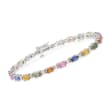 C. 2005 Vintage 6.00 ct. t.w. Multicolored Sapphire and 1.00 ct. t.w. Diamond Bracelet in 14kt White Gold          