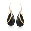 Pear-Shaped Black Onyx Drop Earrings in 14kt Yellow Gold