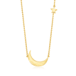 14kt Yellow Gold Crescent Moon and Star Necklace