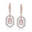 1.10 ct. t.w. Morganite Drop Earrings with .55 ct. t.w. Diamonds in 14kt Rose Gold