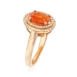 9x7mm Fire Opal and .29 ct. t.w. Diamond Ring in 18kt Yellow Gold
