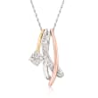 .25 ct. t.w. Diamond Crisscross Necklace in Sterling Silver and 14kt Two-Tone Gold