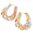 Italian Andiamo 14kt Tri-Colored Gold Over Resin Scalloped Hoop Earrings