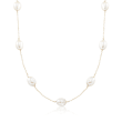 9-9.5mm Cultured Pearl Station Necklace in 14kt Yellow Gold
