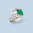 4.25 Carat Simulated Emerald and 6.85 ct. t.w. CZ Ring in Sterling Silver