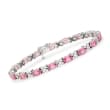 10.00 ct. t.w. Pink Sapphire and 2.25 ct. t.w. Diamond Bracelet in 14kt White Gold