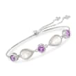 Mother-of-Pearl and 6.00 ct. t.w. Amethyst Bolo Bracelet in Sterling Silver