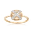 14kt Yellow Gold Crisscross Ring with Diamond Accents