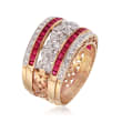 C. 1980 Vintage 1.50 ct. t.w. Ruby and .30 ct. t.w. Diamond Ring in 18kt Yellow Gold