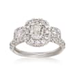 Henri Daussi 2.12 ct. t.w. Diamond Three-Stone Engagement Ring in 18kt White Gold