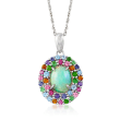 Opal and .50 ct. t.w. Multi-Stone Pendant Necklace in Sterling Silver