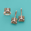 .40 ct. t.w. Multicolored CZ Leopard Print Drop Earrings in 18kt Rose Gold Over Sterling