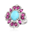 Turquoise and 2.50 ct. t.w. Multi-Stone Ring in Sterling Silver