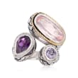 Andrea Candela Rose Quartz and 1.50 ct. t.w. Pink and Purple Amethyst Ring in Sterling Silver and 18kt Gold