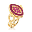 C. 1980 Vintage .48 ct. t.w. Ruby and .48 ct. t.w. Sapphire Ring in 18kt Yellow Gold