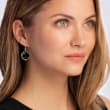 Black Onyx Floral Drop Earrings in Sterling Silver with 14kt Yellow Gold