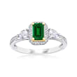 .50 Carat Emerald and .30 ct. t.w. White Sapphire Ring with .11 ct. t.w. Diamonds in 14kt Two-Tone Gold