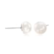 Italian 7-8mm Cultured Pearl Jewelry Set: Three Pairs of Studs with 1.00 ct. t.w. CZ Flower Earring Jackets in Sterling Silver