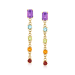 2.00 ct. t.w. Multi-Gemstone Cable-Chain Drop Earrings in 18kt Gold Over Sterling