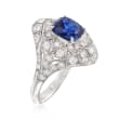 C. 2000 Vintage 2.60 Carat Sapphire and 1.26 ct. t.w. Diamond Ring in 18kt White Gold