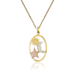 14kt Tri-Colored Gold Sun, Moon and Stars Pendant Necklace