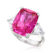 12.50 Carat Pink CZ and 1.50 ct. t.w. CZ Ring in Sterling Silver