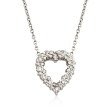 Roberto Coin &quot;Tiny Treasures&quot; .26 ct. t.w. Diamond Heart Necklace in 18kt White Gold