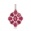 5.30 ct. t.w. Ruby Cluster Pendant with Diamond Accents in 14kt Yellow Gold