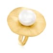 12.5-13mm Cultured Pearl Ring in 18kt Gold Over Sterling