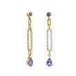 1.40 ct. t.w. Tanzanite and .38 ct. t.w. Diamond Paper Clip Link Drop Earrings in 14kt Yellow Gold