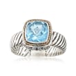 2.30 Carat Sky Blue Topaz Bali-Style Ring in Two-Tone Sterling Silver