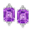 Andrea Candela &quot;Gatsby&quot; 10.00 ct. t.w. Amethyst Earrings with .10 ct. t.w. Diamonds in Sterling Silver