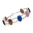 Multi-Gemstone Scarab Bracelet in Sterling Silver