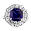 5.50 ct. t.w. Simulated Sapphire and 2.50 ct. t.w. CZ Ring in Sterling Silver