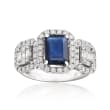 1.30 Carat Sapphire and .85 ct. t.w. Diamond Ring in 18kt White Gold