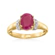 1.60 Carat Ruby Ring with Diamond Accents in 14kt Yellow Gold