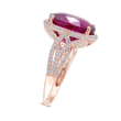 11.00 Carat Pink Tourmaline and .92 ct. t.w. Diamond Ring in 14kt Rose Gold