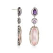 Andrea Candela &quot;Dulce-Baya&quot; Rose Quartz and 1.50 ct. t.w. Amethyst Earrings in Sterling Silver and 18kt Yellow Gold