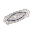 C. 1940 Vintage 2.90 ct. t.w. Diamond and .50 ct. t.w. Synthetic Sapphire Pin in Platinum