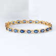 11.00 ct. t.w. Sapphire and .42 ct. t.w. Diamond Bracelet in 14kt Yellow Gold