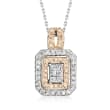 C. 1990 Vintage 1.25 ct. t.w. Brown and White Diamond Cluster Pendant Necklace in 14kt Two-Tone Gold