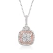 Gregg Ruth .92 ct. t.w. Pink and White Diamond Pendant Necklace in 18kt Two-Tone Gold