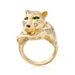 .10 ct. t.w. Diamond Cheetah Ring with Chrome Diopside Accents in 18kt Gold Over Sterling