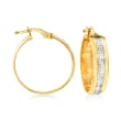 Italian 18kt Two-Tone Gold Greek Key Hoop Earrings
